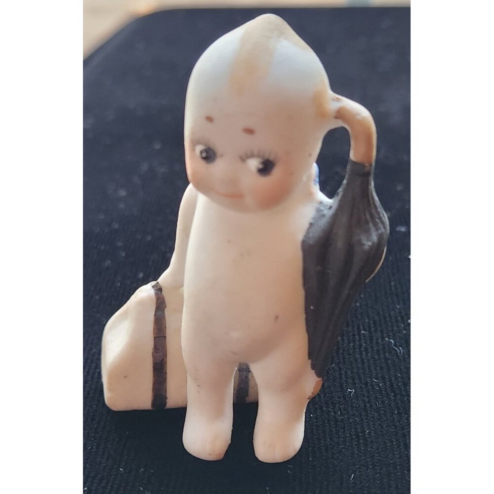 The Traveler KEWPIE Miniature Bisque Luggage Umbrella JAPAN Rose O'Neill A604 - Picture 2 of 8